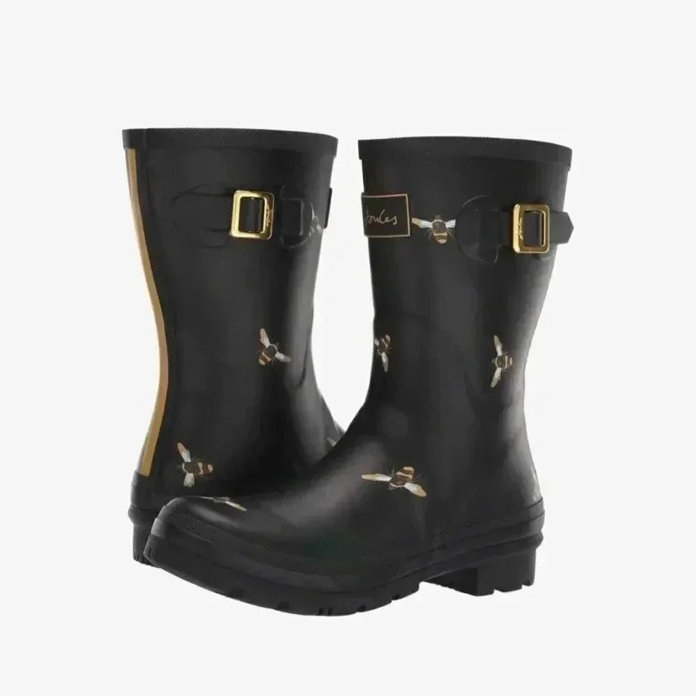 Joules Molly Welly Black Multi Bees Rain Boots